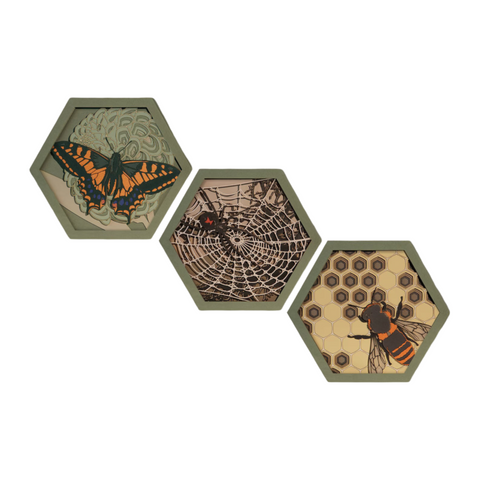 Hexagon Wall Art – A Trio of Layered Wooden Wonders