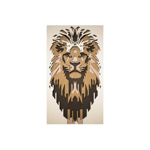 Regal Essence – Geometric Lion Layered Wall Art