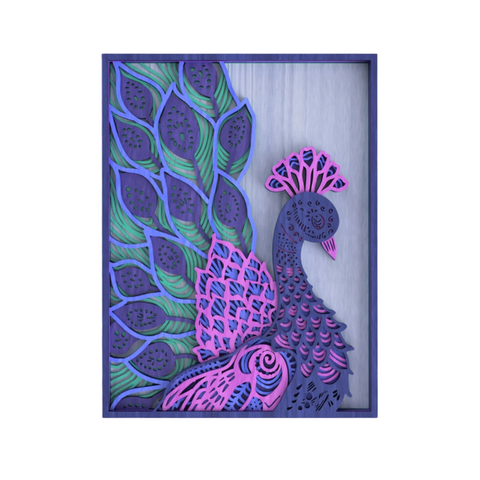 Peacock Art – The Majestic Peacock in Layered Wooden Art 🦚✨