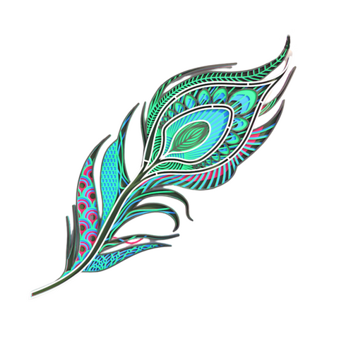 "Peacock Feather Art – Krishna’s Sacred Peacock Feather in Layered Wooden Art" 🦚✨