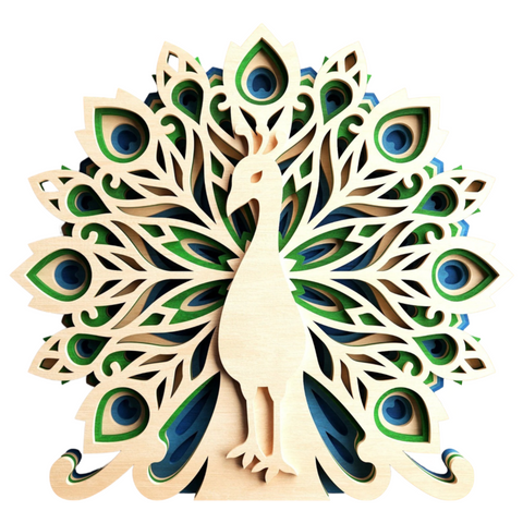 Large Peacock Wall Art – The Majestic Peacock in Layered Wood 🦚✨