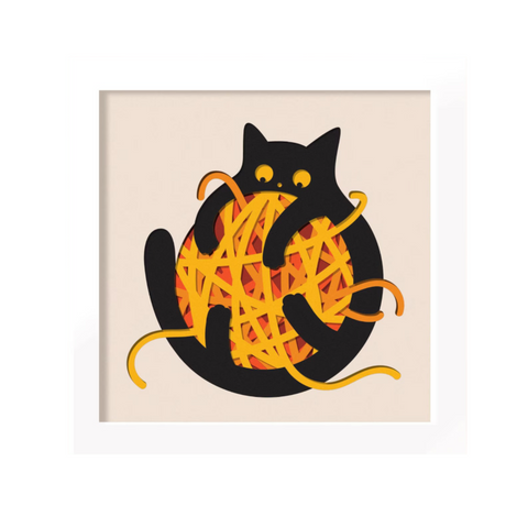 "Black Cat Wall Art – The Playful Chaos of Feline Joy" 🧶🐱