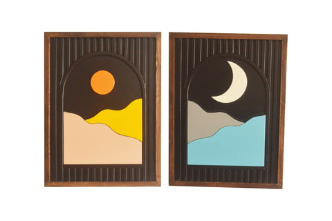 Day and Night Wooden Wall Art Set