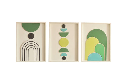 Abstract Geometric Wooden Wall Art Trio