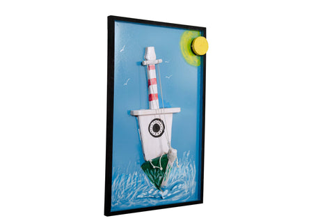 Handmade blue Sea boat wall decor