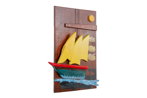 Handmade ancient boat Sculpture wall decor