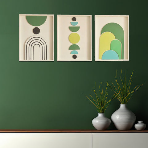 Abstract Geometric Wooden Wall Art Trio