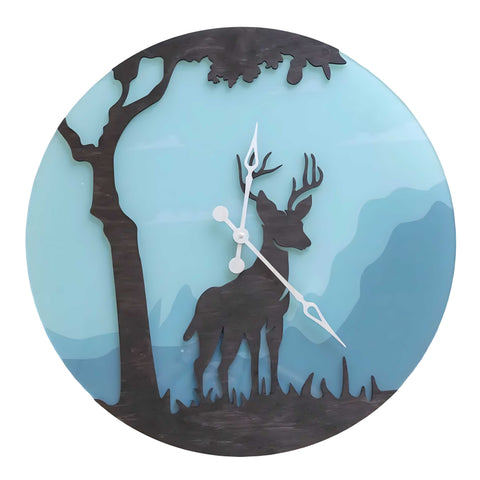 Serene Forest Deer Wall Clock – Nature-Inspired 3D Wooden Art