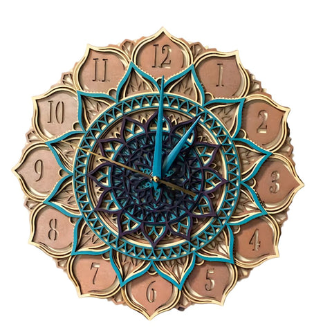 Lotus Harmony 3D Mandala Wall Clock – Multilayered Artistic Elegance