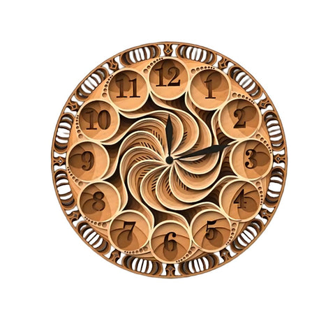 "Timeless Vortex Wooden Wall Clock – 3D Swirling Elegance"