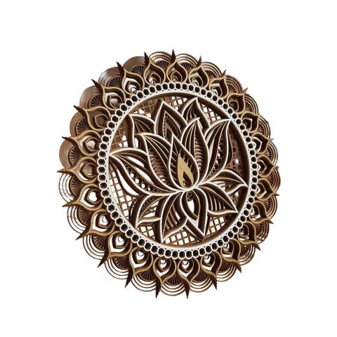 Golden Lotus Mandala – A Timeless Wooden Bloom of Sacred Balance