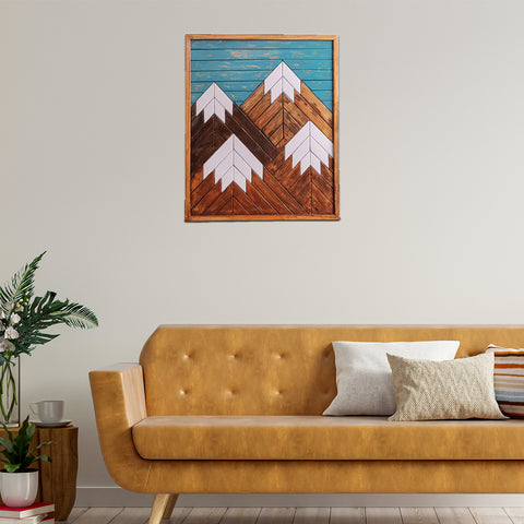 Four wood mountan wall Art