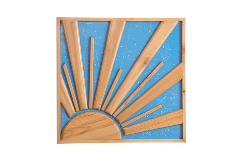 Sunrise Wooden wall art with Skyblue background