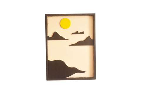 Mountains yellow sun wall hanging art