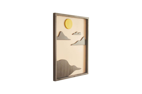 Mountains yellow sun wall hanging art