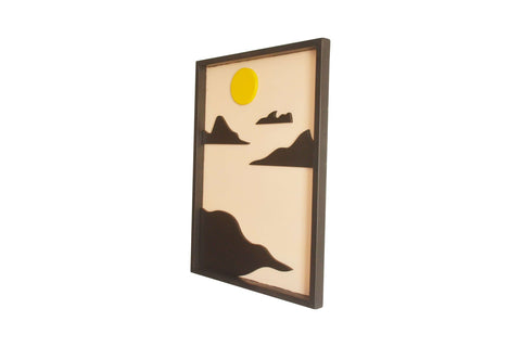 Mountains yellow sun wall hanging art