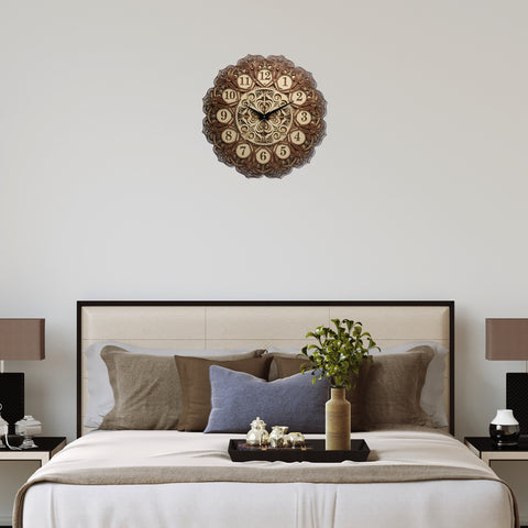 Mandala Majesty Wooden Wall Clock – Timeless 24-Inch Boho Elegance