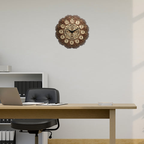 Mandala Majesty Wooden Wall Clock – Timeless 24-Inch Boho Elegance