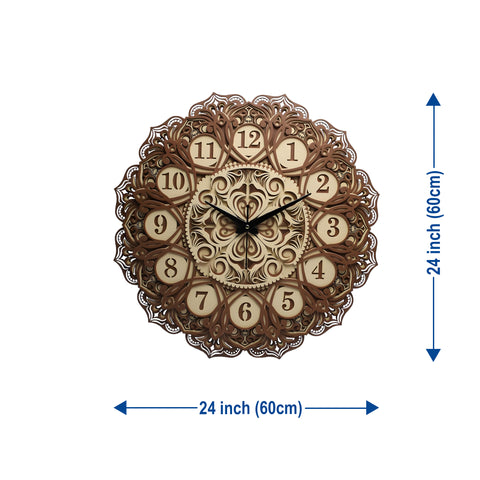 Mandala Majesty Wooden Wall Clock – Timeless 24-Inch Boho Elegance