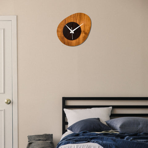 "Nature's Rhythm Wooden Wall Clock – Asymmetrical Design with Modern Charm"