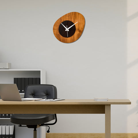 "Nature's Rhythm Wooden Wall Clock – Asymmetrical Design with Modern Charm"