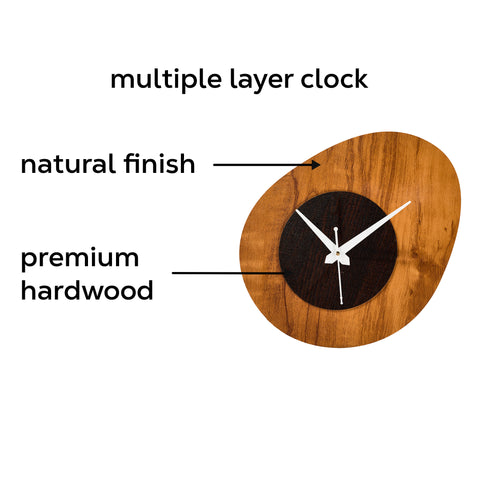 "Nature's Rhythm Wooden Wall Clock – Asymmetrical Design with Modern Charm"