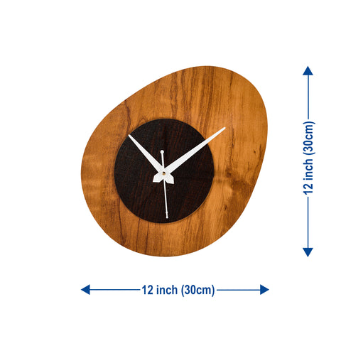 "Nature's Rhythm Wooden Wall Clock – Asymmetrical Design with Modern Charm"