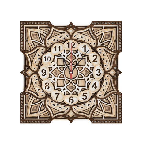 Timeless Heritage – Sacred Mandala Wooden Clock of Ancient Wisdom