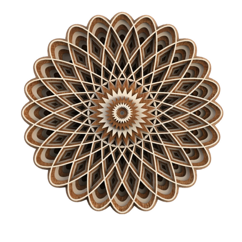 "Astral Bloom Mandala – Handcrafted 3D Wooden Art for Spiritual Elegance" ✨🌿