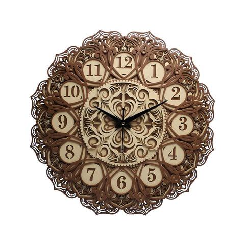 Mandala Majesty Wooden Wall Clock – Timeless 24-Inch Boho Elegance