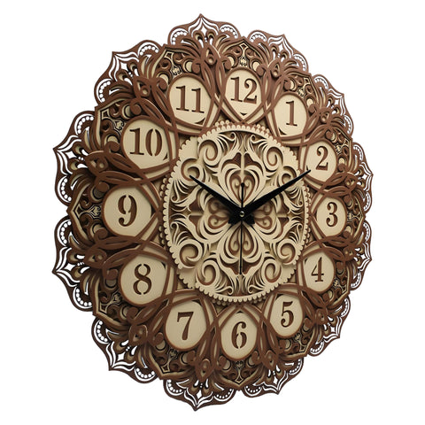 Mandala Majesty Wooden Wall Clock – Timeless 24-Inch Boho Elegance