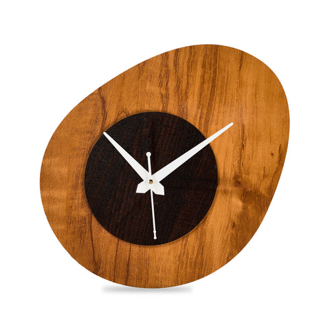 "Nature's Rhythm Wooden Wall Clock – Asymmetrical Design with Modern Charm"