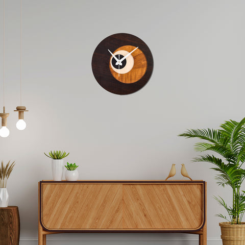 "Eclipse Harmony Wooden Wall Clock – Minimalist and Modern"